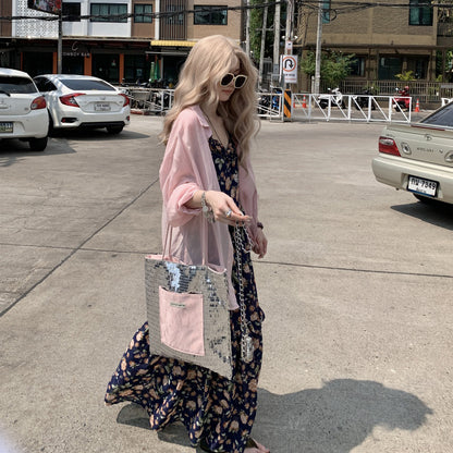 【ワンピース】フレンチ 夏 気質感 ゆったりシルエット 体型カバー ノースリーブワンピース【SHシリーズ】