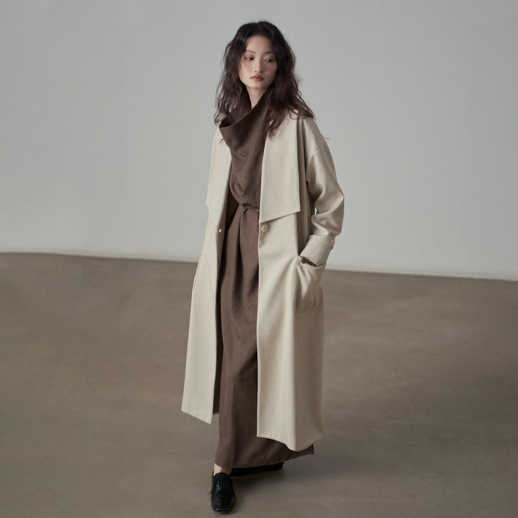 【アウター】新作 大きめラペル ゆったり ロング丈 長袖 コート トレンチコート レディース【JZシリーズ】