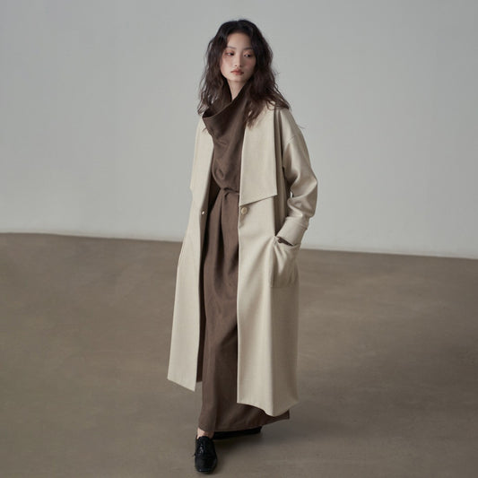 【アウター】新作 大きめラペル ゆったり ロング丈 長袖 コート トレンチコート レディース【JZシリーズ】