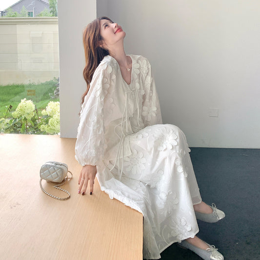 2点セット！【セットアップ】新中華風 立体フラワー スカートセットアップ レディース 早秋新作 上品 高級感 上下セット