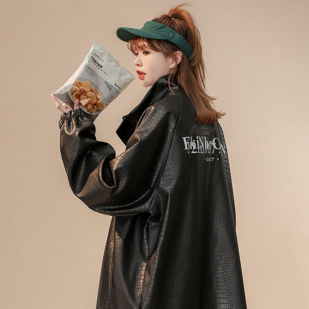 【アウター】ブラック レザー風 大きいサイズ対応 高級感 男女兼用 スタジャン風 PU ジャケット レディース 2026春秋新作 【FCシリーズ】