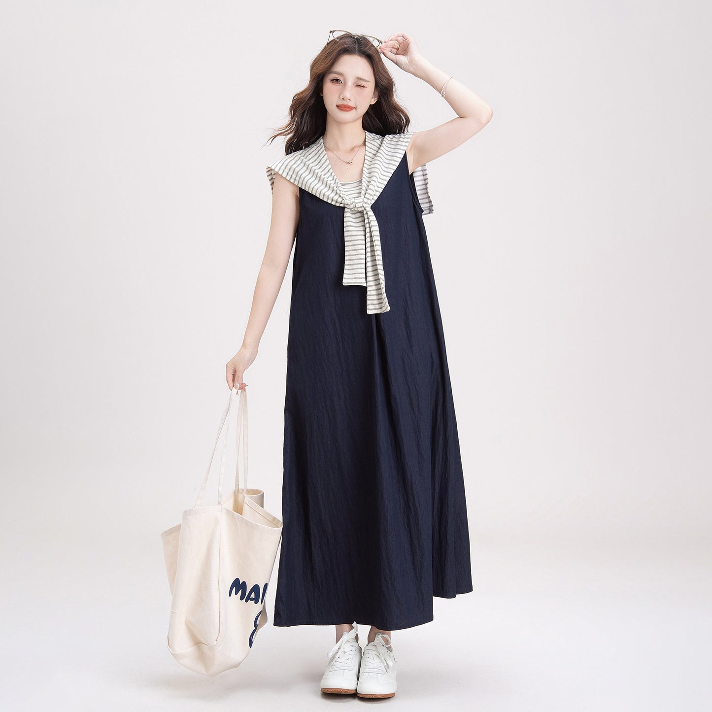 【ワンピース】レディース ワンピース 夏 セットアップ ストライプ ノースリーブ ロング ゆったり 上品 フレンチ風 2026新作【JZシリーズ】