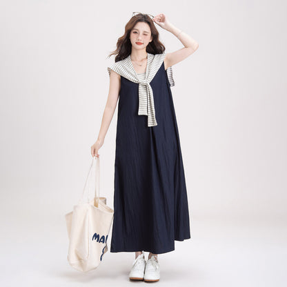 【ワンピース】レディース ワンピース 夏 セットアップ ストライプ ノースリーブ ロング ゆったり 上品 フレンチ風 2026新作【JZシリーズ】