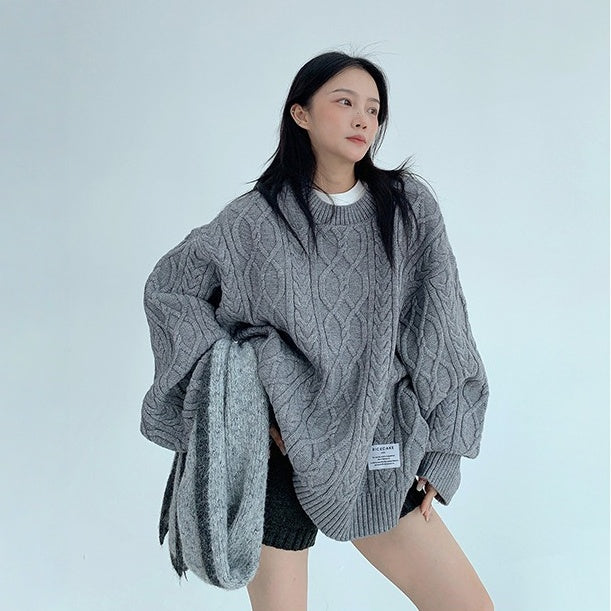 【トップス】春 秋 冬 オーバーシルエット 厚手 クルーネック ヘビーウェイト セーター 【FCシリーズ】