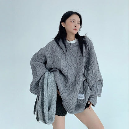 【トップス】春 秋 冬 オーバーシルエット 厚手 クルーネック ヘビーウェイト セーター 【FCシリーズ】