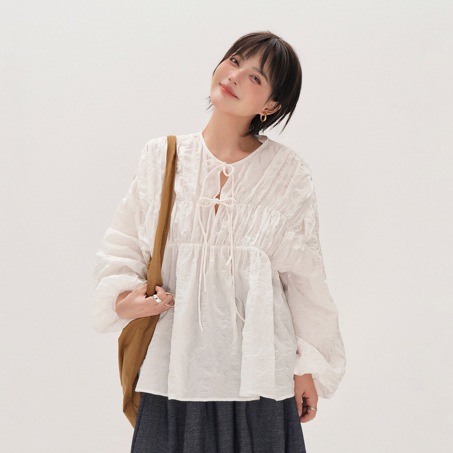 【トップス】コットン シャツ レディース ゆったり ビッグシルエット 大きいサイズ レトロ 長袖 シャツ カジュアル オーバーサイズ トップス【JZシリーズ】