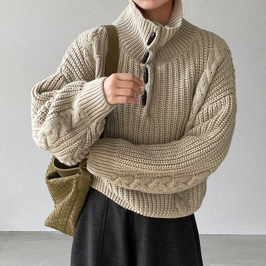 【トップス】気質 あったか ケーブル編み ハイネックセーター 春秋冬 プルオーバー ゆるかわ【JZシリーズ】