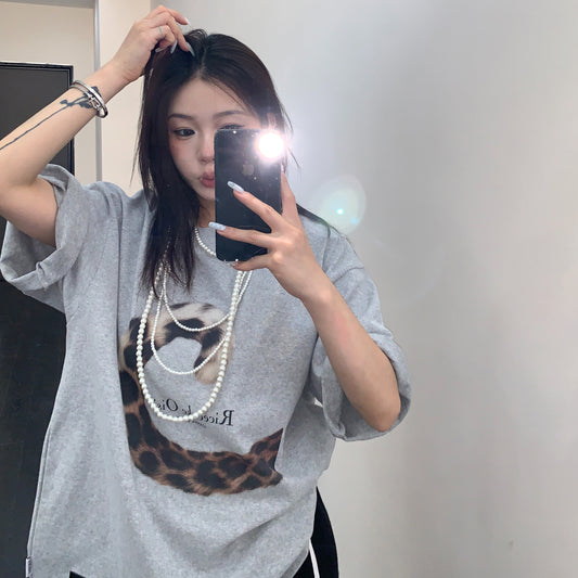 【トップス】Tシャツ レディース コットン アートプリント 半袖 ヴィンテージ風 オーバーサイズ【FCシリーズ】