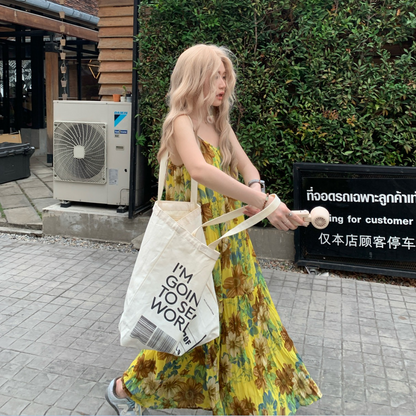 【ワンピース】リゾート風 花柄  キャミソール ティーブレイク風 ノースリーブ ロング ワンピース 【SHシリーズ】