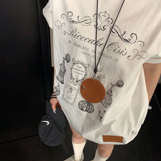 【トップス】Tシャツ レディース コットン アートプリント 半袖 ミニマル リラックスシルエット【FCシリーズ】