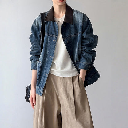 【アウター】春 秋 切り替え ラシャ生地 レトロ ジャケット 【JZシリーズ】