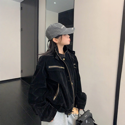 【アウター】アメリカン ショート丈 スタンドカラー ジャケット【FCシリーズ】