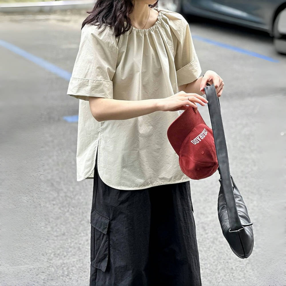 【トップス】夏 韓国風 無地 清純 合わせやすい シャツ【JZシリーズ】