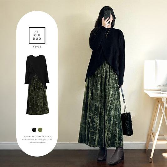 【セットアップ】フレンチ クールな セーター + スカート 2点上下セット【JZシリーズ】