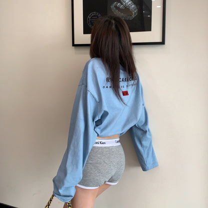 【トップス】ウォッシュ加工刺繍長袖Tシャツ レディース 初秋 ヴィンテージ風 ゆったり こなれ感【FCシリーズ】
