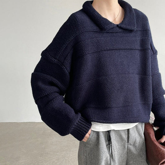 【トップス】春秋冬 新作 韓国風 ビッグカラー デザインニット ゆったり【JZシリーズ】