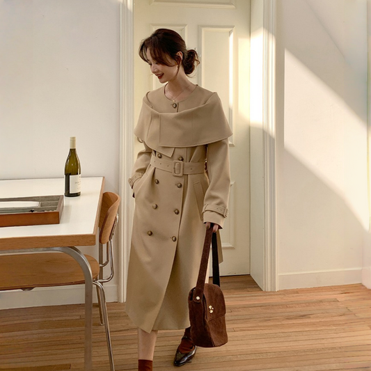 【アウター】春 秋 ショール風 ウエストマーク トレンチコート 【JZシリーズ】