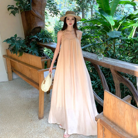 【ワンピース】フレンチロマン ホルターネック シフォン フリル フレアシルエット ノースリーブ ワンピース 【SHシリーズ】