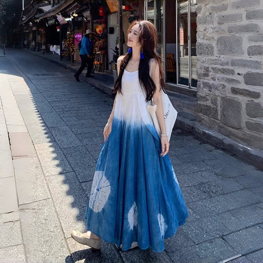 期間限定⭐️60%OFF【ワンピース】海辺 リゾート風 上品 新作 絞り染め Aライン ワンピース【SHシリーズ】