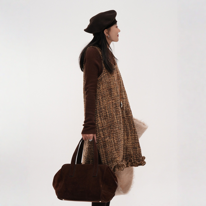 【ワンピース】レイヤードに最適な ツイード 春 秋 冬 シャネル風 ジャンパー ワンピース  【JZシリーズ】