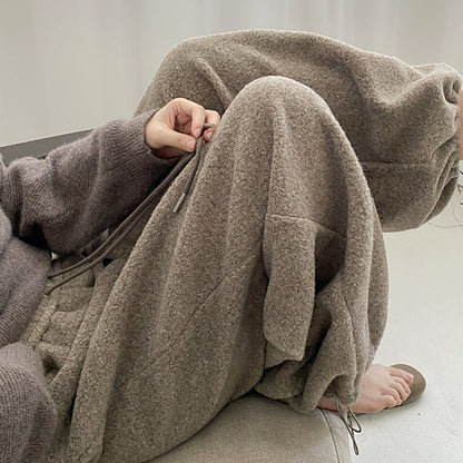 【ボトムス】体型カバー 着痩せ効果 高密度 ふんわり ルーズ ワイドパンツ 厚手 レディース【FCシリーズ】