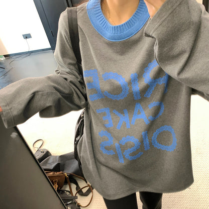 【トップス】ルーズ＆ラフ感 カラーブロックプリント 長袖Tシャツ オーバーサイズ レディース カジュアル【FCシリーズ】