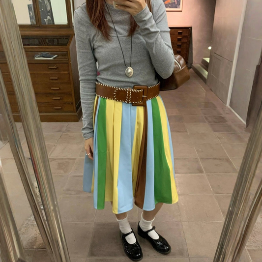 【ボトムス】ドーパミンカラー カラフル プリーツ フレア スカート 【SHシリーズ】