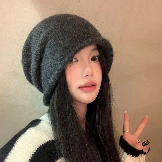 【グッズ】ロールアップニット帽 秋冬 小顔見え ハット