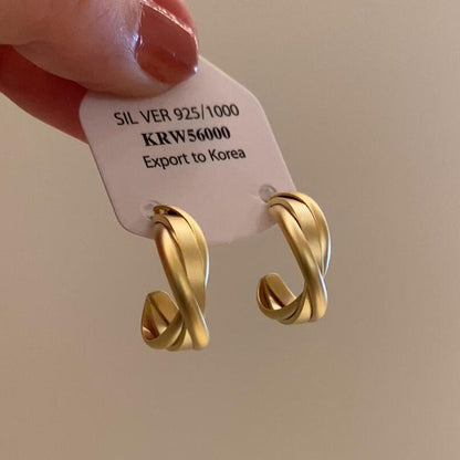 啞光金色圓環耳環｜法式氣質飾品