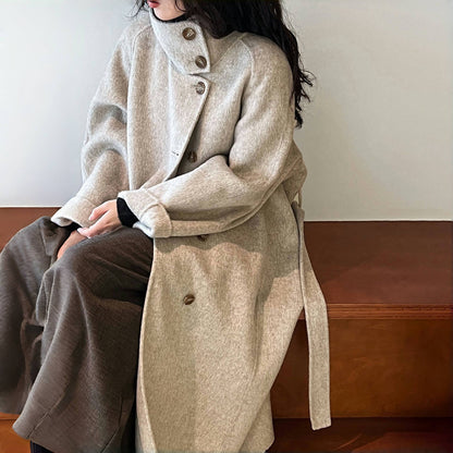 【24AW】【10～15日内発送】【アウター】 韓国風 高品質 ウール70% ミドル丈 2023冬 両面ウールコート【SNシリーズ】