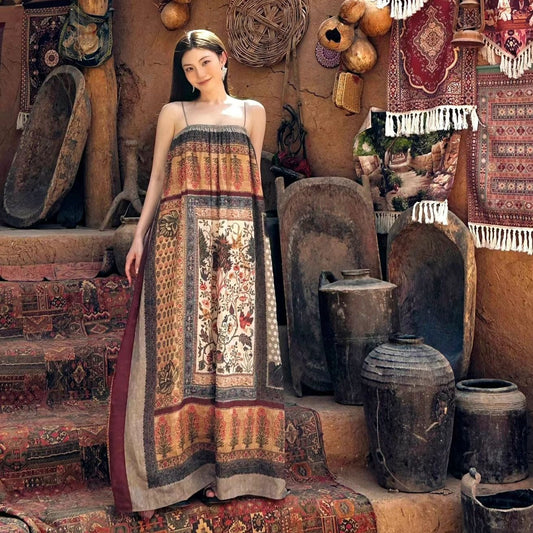 【ワンピース】ボヘミアン  旅行コーデ リゾートスタイル キャミソールワンピース 【SHシリーズ】