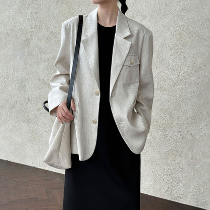 【アウター】フレンチ風 ポケット付きスーツジャケット レディース 秋新作 オーバーサイズ カジュアルアウター【SNシリーズ】