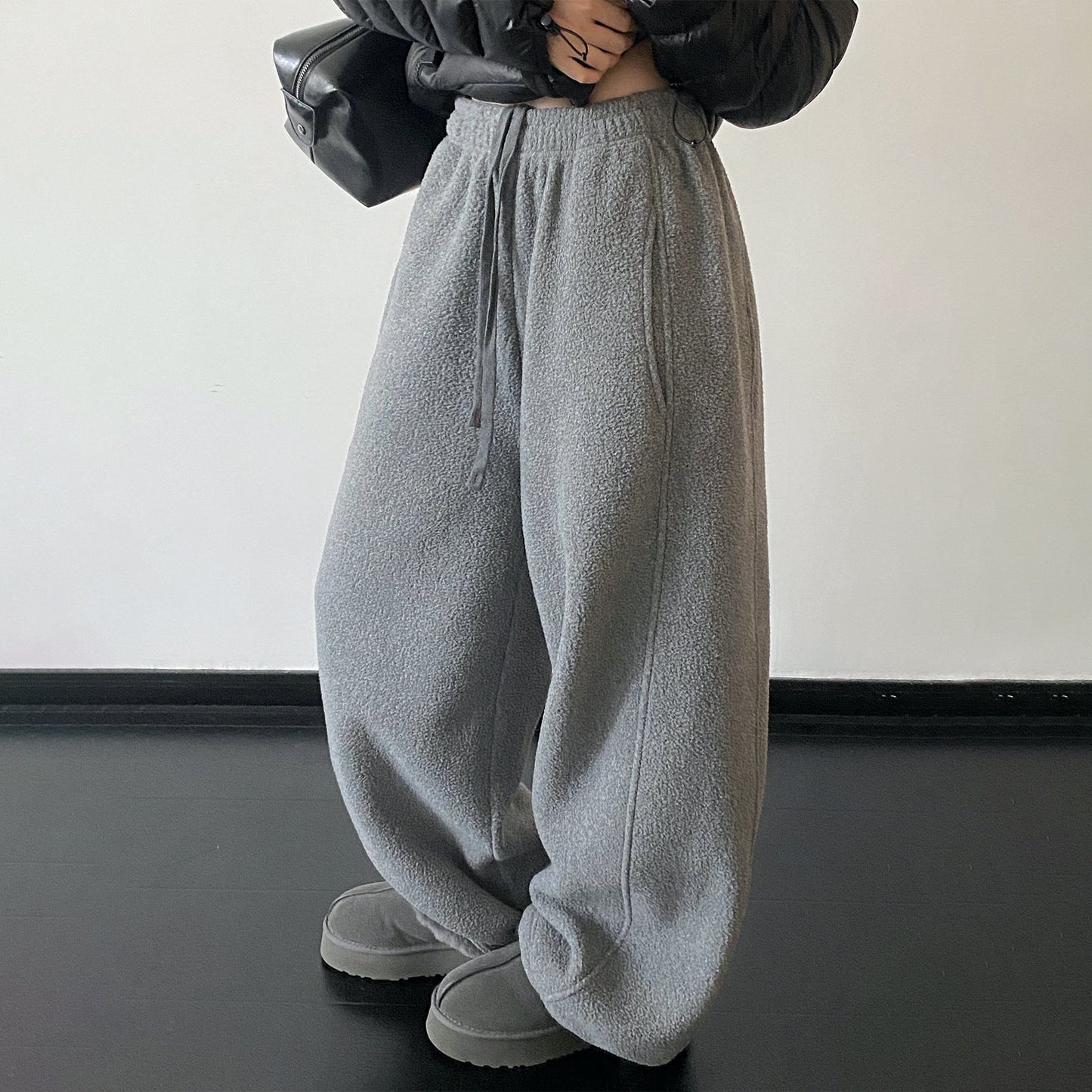 【ボトムス】フリース 裏暖 ゆったり ウエストゴム リラックス パンツ ユニセックス【FCシリーズ】