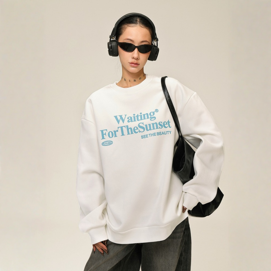 【トップス】星形ワッペン アメリカンヴィンテージ風 ゆったりシルエット ラウンドネック パーカー 【FCシリーズ】