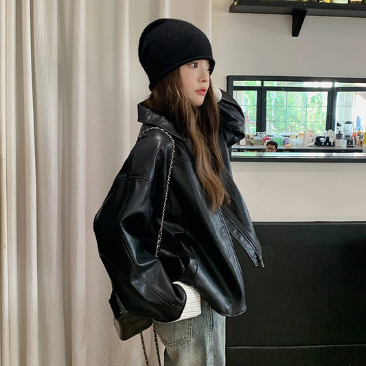 【アウター】高級感 カジュアル  ショート丈 超おしゃれなストリートスタイル ゆったりPUレザージャケット【JZシリーズ】