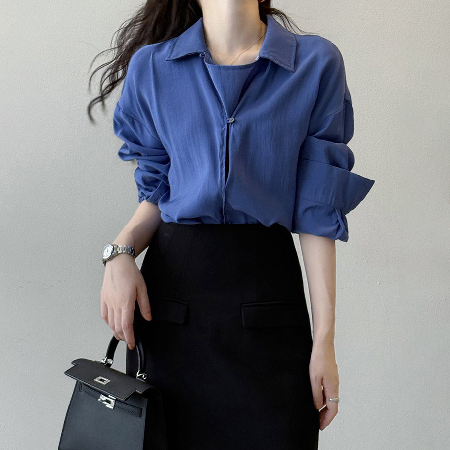 【トップス】フレンチデザイン プルオーバーシャツ 秋新作 エレガントなドレープ感 ゆったり通勤トップス【JZシリーズ】