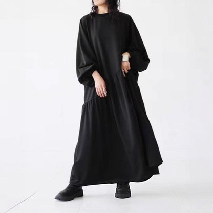 【ワンピース】春秋 フレンチシックゆったり長袖ワンピース｜大人可愛いロング丈で体型カバーも【15～20日内発送】