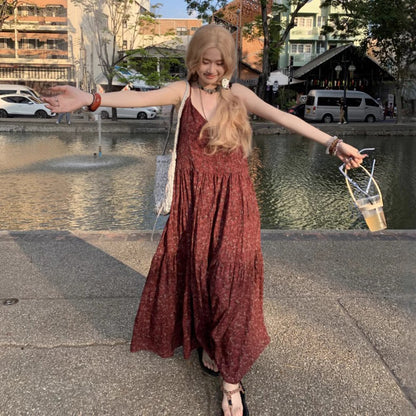 【ワンピース】フレンチエレガンス 花柄 Vネック ノースリーブ キャミワンピース フレアシルエット【SHシリーズ】