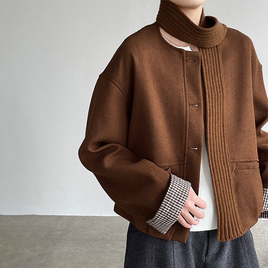 【アウター】春秋 韓国風 クルーネック シングルボタン ジャケット コート レディース【JZシリーズ】