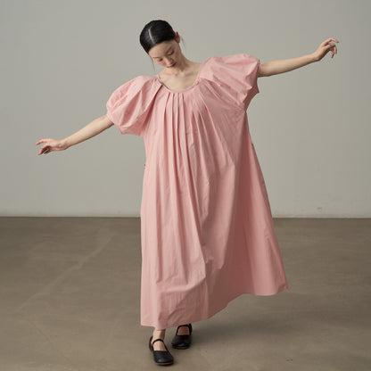 【ワンピース】フレンチガーリー 半袖 パフスリーブワンピース ゆったりシルエットで体型カバー◎ 夏のバカンスに最適【JZシリーズ】