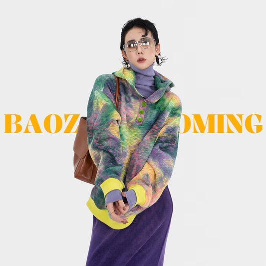 【トップス】タイダイ柄 デザイン フードスウェット レディース ゆったり カジュアル 長袖 パーカー【SHシリーズ】