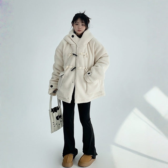 【アウター】春 秋 冬 レトロ ボア素材 厚手 あったか フード付き中綿ジャケット 【FCシリーズ】