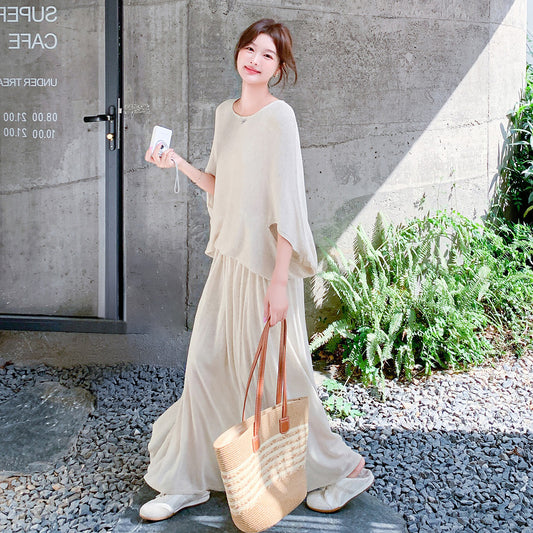 2点セット！【セットアップ】オールドマネー風 リラックス感 トップス＋スカート 上下セット 上品カジュアル 2点セット【JZシリーズ】