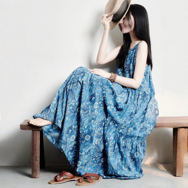 【ワンピース】アート風 コットン コットン キャミソール ノースリーブ ワンピース【SHシリーズ】