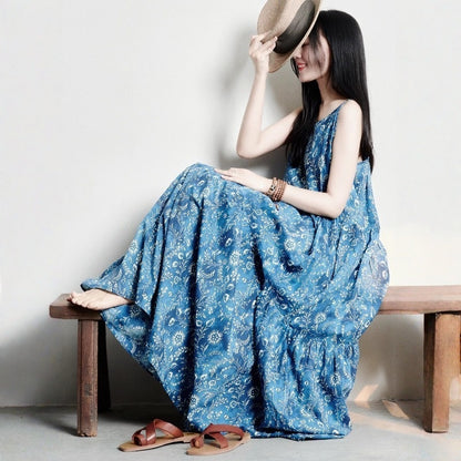 【ワンピース】アート風 コットン コットン キャミソール ノースリーブ ワンピース【SHシリーズ】