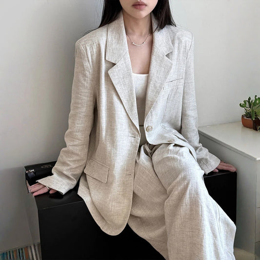 【セットアップ】【単品注文】リネン テーラードジャケット + 高見え パンツ  2点上下セット 【JZシリーズ】
