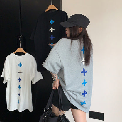 【トップス】アメリカンレトロ パッチ刺繍 コットンTシャツ 【FCシリーズ】