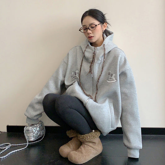 【アウター】アメリカンヴィンテージ 馬刺繍 フード付き ジャケット レディース【FCシリーズ】