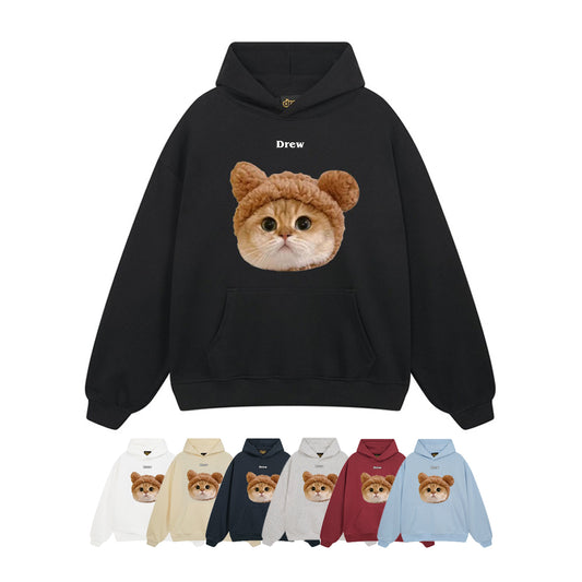 【トップス】🐱アメリカンストリート猫プリントクルーネックスウェット ユニセックス コットン オーバーサイズ 秋冬コーデ【FCシリーズ】