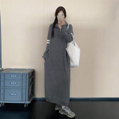 【ワンピース】ハイネックニットワンピース レディース 秋冬新作 ロング丈 体型カバー ゆったり 着回し【JZシリーズ】